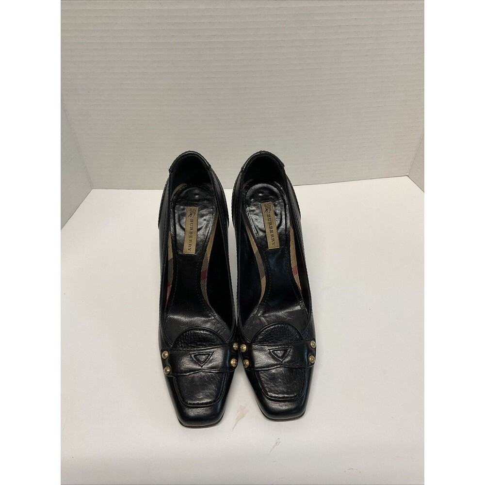 Burberry Italy Leather studded accents Black High Heels size 38 ( 7 in US ) - Picture 2 of 15